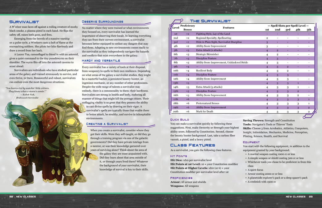 Spaceships &amp; Starwyrms - Class Spread