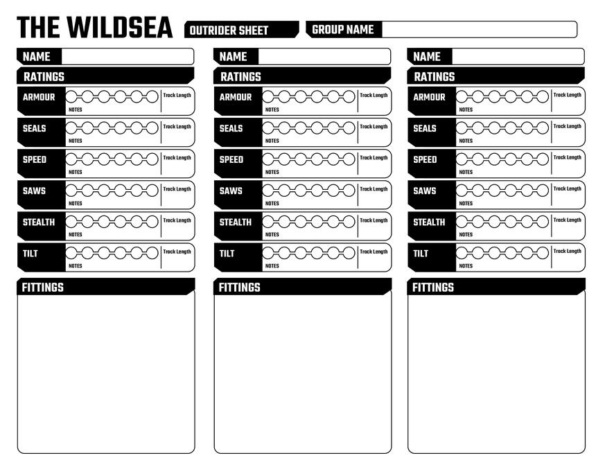 Wildsea Outrider Sheet